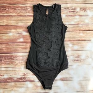 Sheer/floral Bodysuit